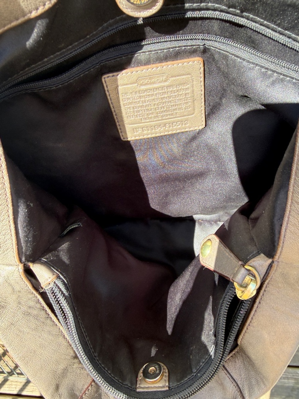 Coach Brown/Goldish Leather Satchel Bag - Signature Coach - Picture 3 of 6